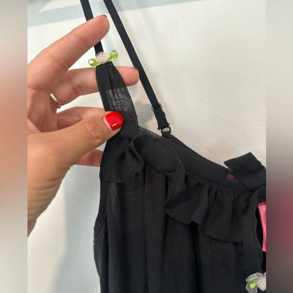 Betsey JohnsonY2k Black Night Gown Size Small Black T406 - Picture 4 of 12